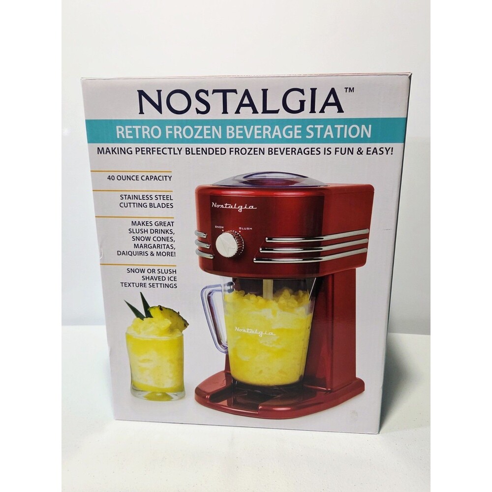 Nostalgia Retro 40-Ounce Frozen Beverage Station Slushie Machine Ice Shaver NEW